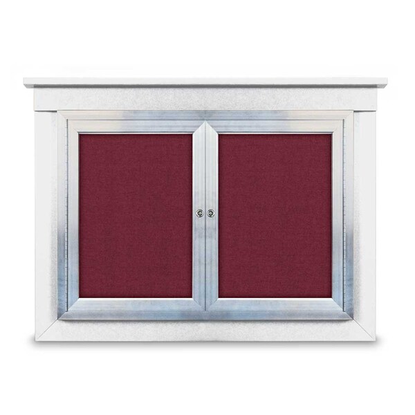 48"x36" 2-Door Enclosed Letterboard, Header, White Vinyl/Lt Oak